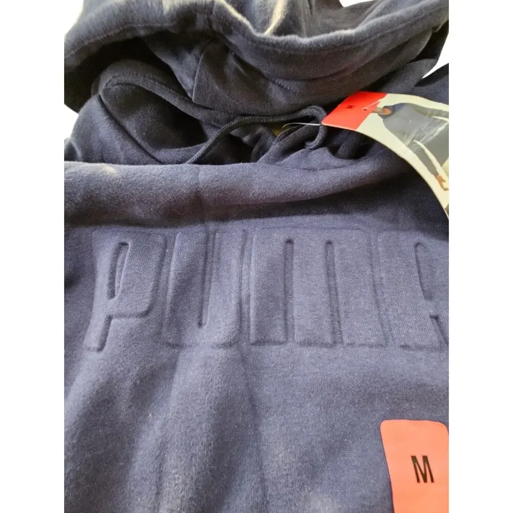 NWT PUMA Set Men's Modern V2 Embossed Blue Fleece Jogger Sweatpants/ Hoodie Sz M